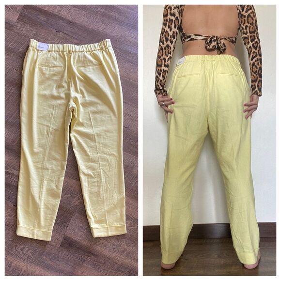 Express Pants Super High Rise Yellow Large Stretch NEW Vibrant - Picture 5 of 11